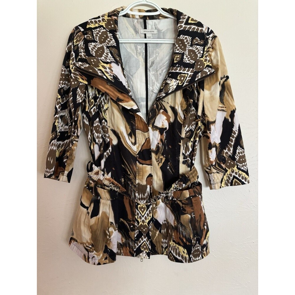 Boston Proper Women Jacket Small Western Jeweled Belted Transitional